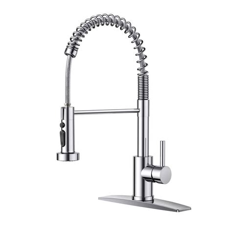 Androme Single Handle Pull Down Sprayer Coil Spring Gooseneck Kitchen Faucet With Deckplate High