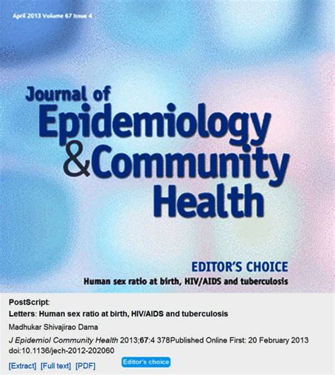 Pdf Human Sex Ratio At Birth Hiv Aids And Tuberculosis