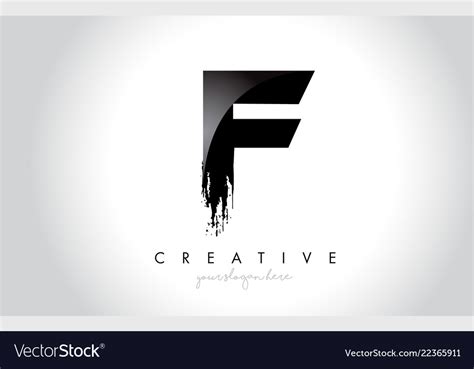 F Letter Design With Brush Stroke And Modern 3d Vector Image