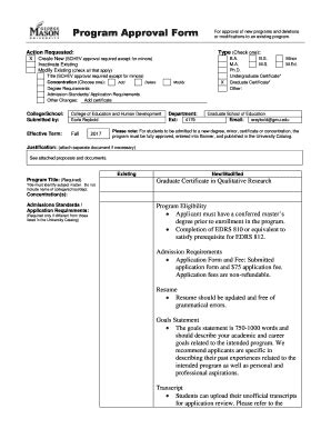 Fillable Online Program Approval Form Provost Gmu Edu Fax Email Print