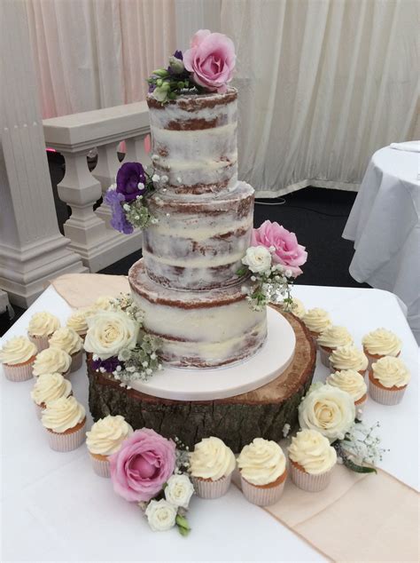 Beautiful 3 Tier Semi Naked Cake With Fresh Flower Decor