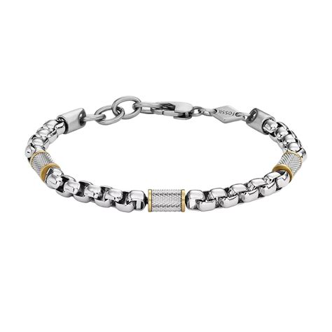 V Ng Eo Tay Nam Fossil All Stacked Up Two Tone Stainless Steel Chain