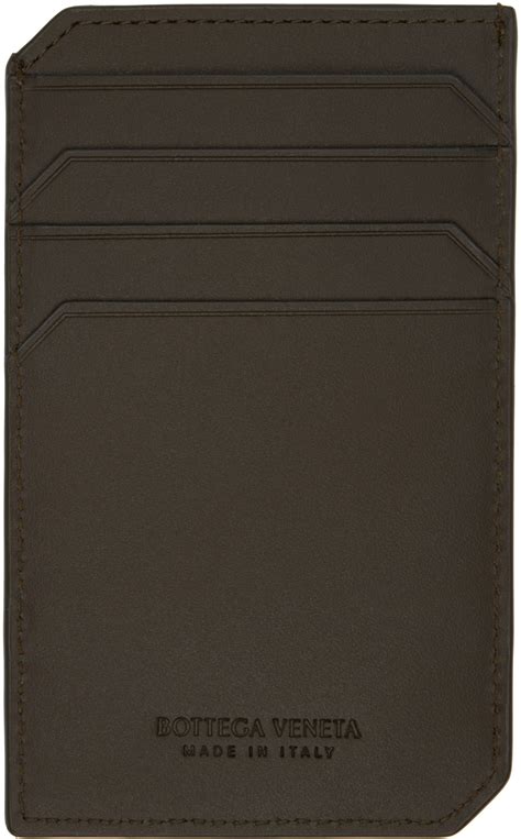 Bottega Veneta Khaki Intrecciato Piccolo Vertical Card Holder SSENSE