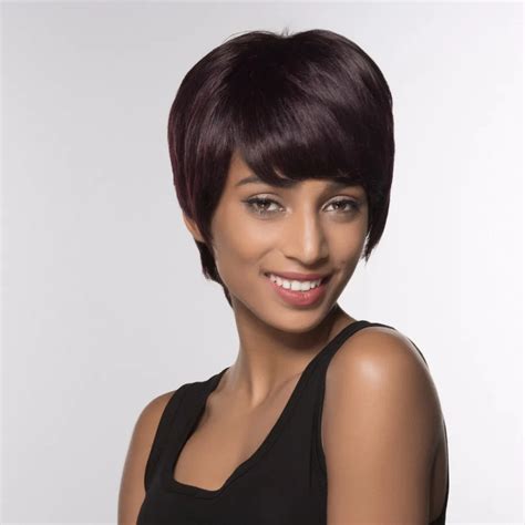 ELEMENT Synthetic Pixie Cut Short Straight Wig Blend 50 Human Hair 6