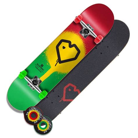 Blueprint Skateboards Spray Heart Rasta Mini Complete Skateboard 70