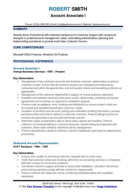 Account Associate Resume Samples Qwikresume