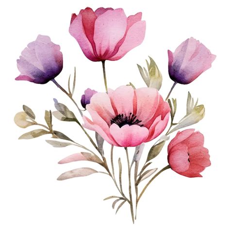 Vektor Aquarell Blumen Clipart Premium Vektor