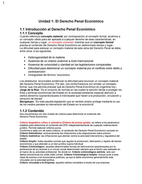 Resumen Derecho Penal Economico 1 Unidad 1 El Derecho Penal