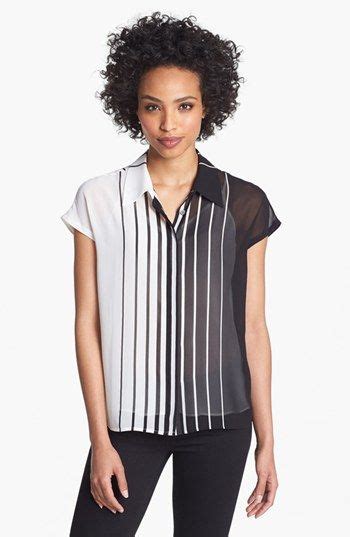 Vince Camuto Stripe Short Sleeve Blouse Nordstrom Black Striped Blouse Striped Blouse Plus