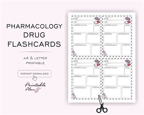 Pharmacology Drug Cards Template Study Notes Nursing Student Nursing