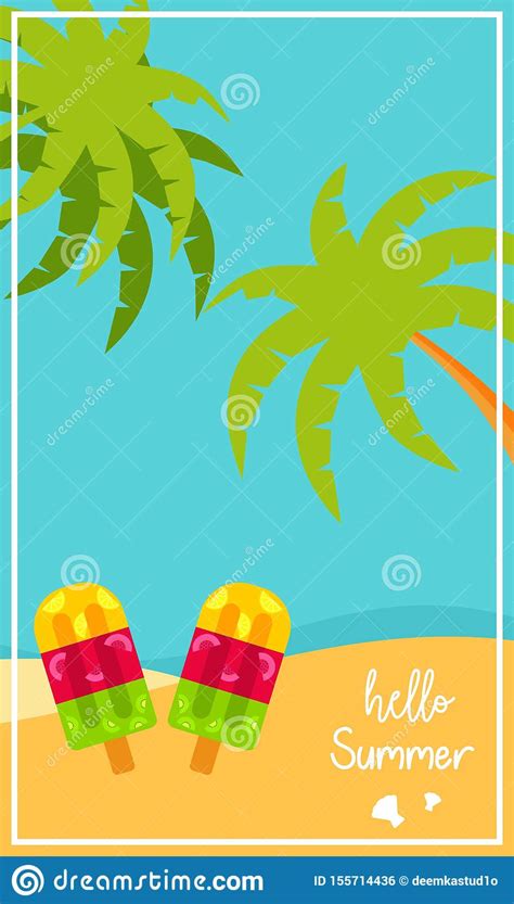 Hello De Zomeraffiche En Achtergrondembleemmalplaatje Stock Illustratie Illustration Of