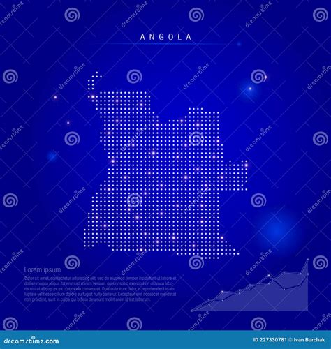 Angola Illuminated Map With Glowing Dots Dark Blue Space Background