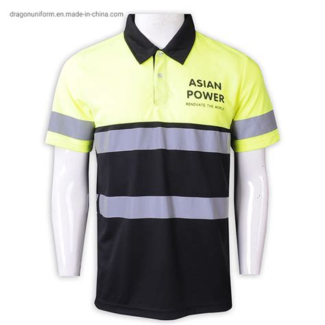 Customize Workwear Uniform Reflective Polo Fluorescent Yellow Safety