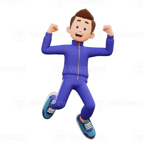 3d Male Character Happy Jumping 23590422 Png