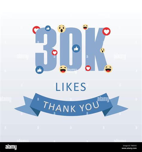 30k Likes Thank You Number With Emoji And Heart Social Media Gratitude