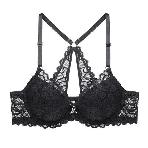 Ensemble Lingerie Femme Dentelle Sexy à Boutons sur le Devant Noir Confortable et