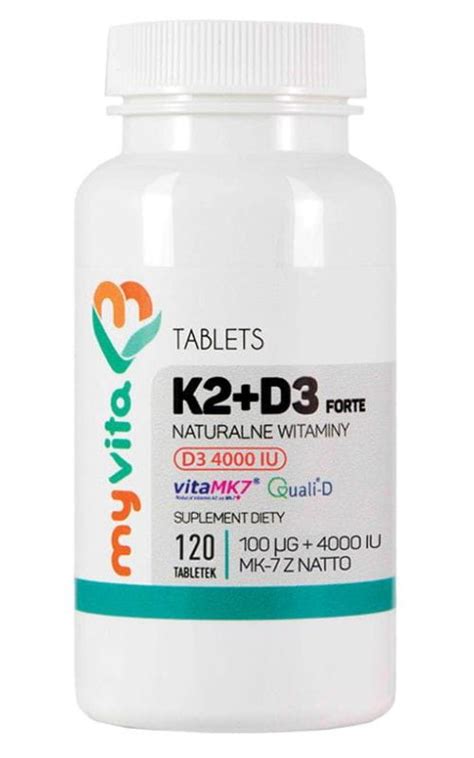 Witamina K2 MK 7 100mcg D3 4000IU FORTE 120tabl MyVita Skład