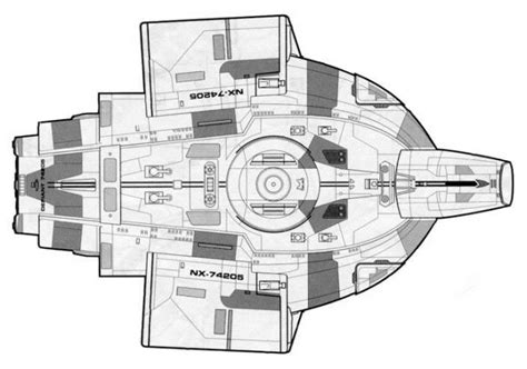 Starfleet Ships — Uss Defiant Dorsal And Ventral Schematics