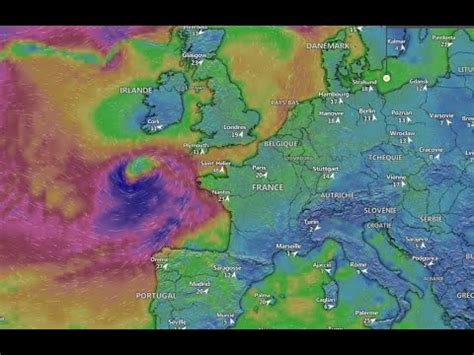 Tempête Ciaran Évolution de la Trajectoire Des VENTS à plus de 180 km