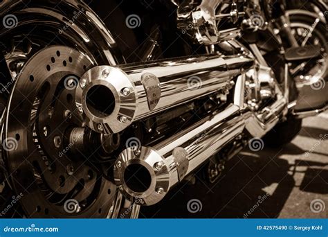 Exhausts Of Motorcycle Harley Davidson Softail Editorial Image Image