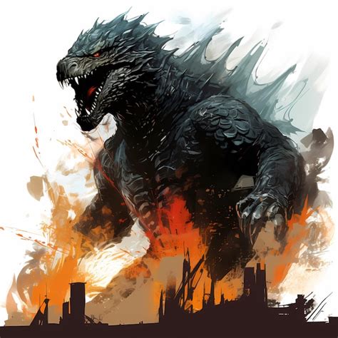 Premium Photo | Anime godzilla digital art isolated on white background