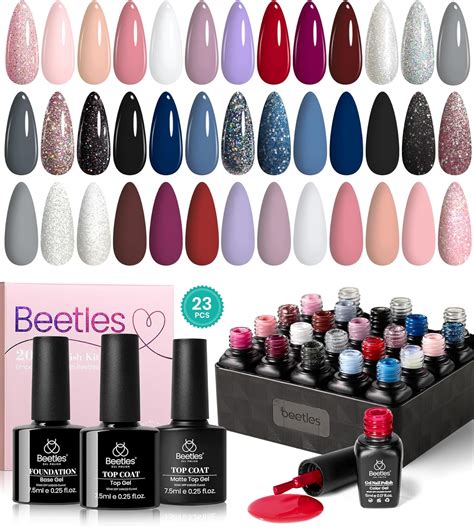 Beetles Lot de vernis à ongles gel UV 20 couleurs Collection