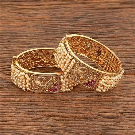 Buy Antique South Indian Bangles With Matte Gold Plating