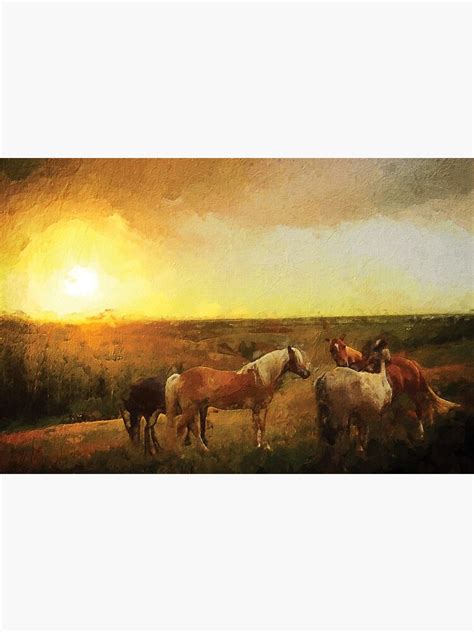 "Horses at sunset oil painting" Poster for Sale by Museodelbello ...