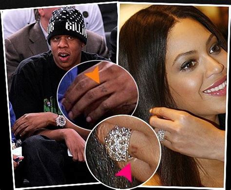 Jay Z Beyonce before they tied knot in 2008, they couple got matching "4" tattoos on their ring ...