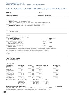 Fillable Online Glucagonoma initial diagnosis worksheet - Inter Science ...