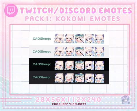 Art And Collectibles Sangonomiya Kokomi Genshin Impact Twitch Discord Premade Emotes Pack Drawing