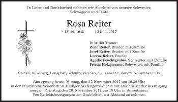 Traueranzeigen Von Rosa Reiter Trauer Merkur De