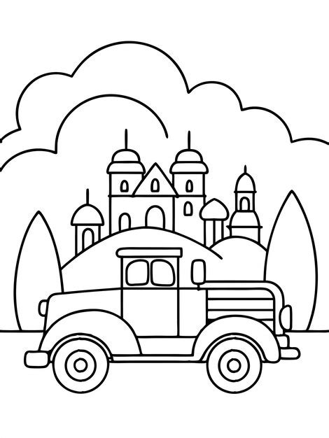 Premium Vector Fire Truck Full Of Landscape Coloring Page Exciting