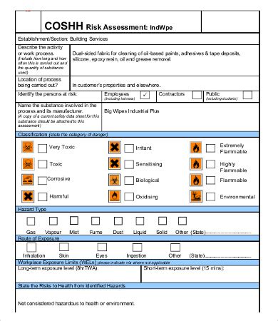 Blank Risk Assessment Form Word