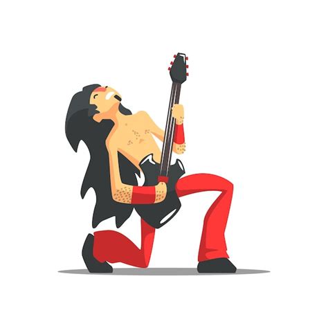 Premium Vector | Rock Band Member Funny Character Ecstatic On Stage