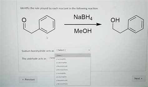 Identify The Role Played By Each Reactant In The Following Reaction