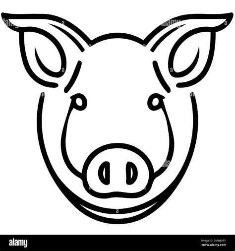 Pig Farm Animal Farm Mammal Head Isolated Vector Illustration Stock