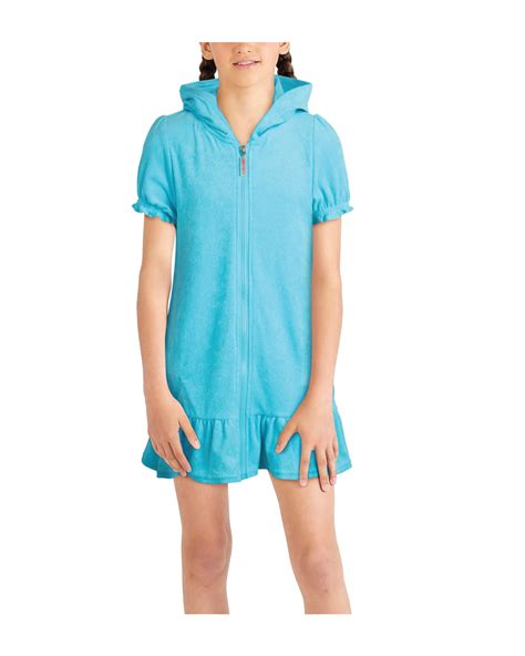 Limited Too Girls Swim Cover Up Upf 50 French Terry Hooded Zip Up Beach Robe 2t 6x