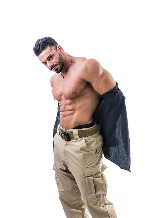 Muscular Bodybuilder Undressing Opening Shirt On Nude Torso Photograph By Stefano C Fine Art