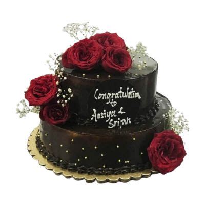 Wedding Dark Red Rose Two Tier Chocolate In Kathmandu Julies Cakes