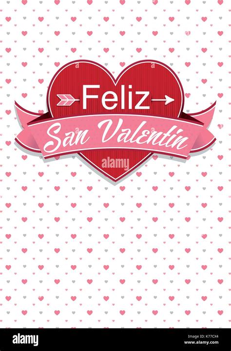 Card cover with message: Feliz San Valentin -Happy Valentines Day in Spanish language- on a red ...