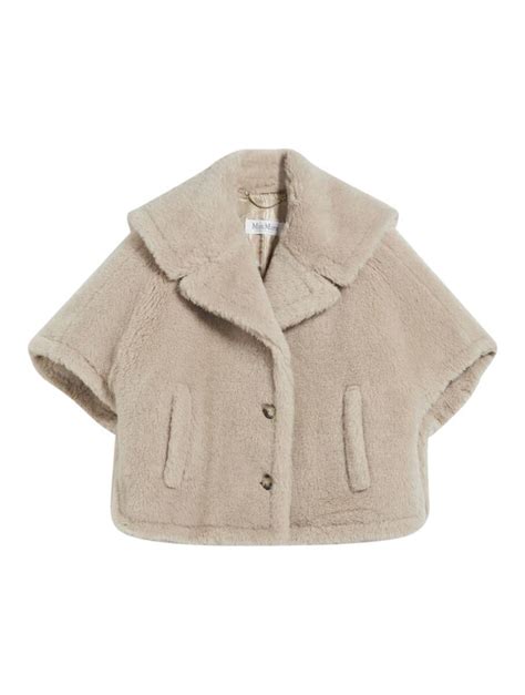 Buy Max Mara Teddy Cape Coat Nude Neutrals At Off Editorialist