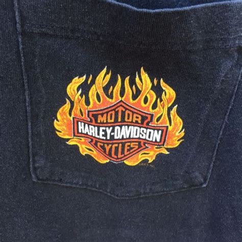 Vintage Harley Davidson T-shirt, Pocket Tee, Logo W/flames, Bartel’s ...