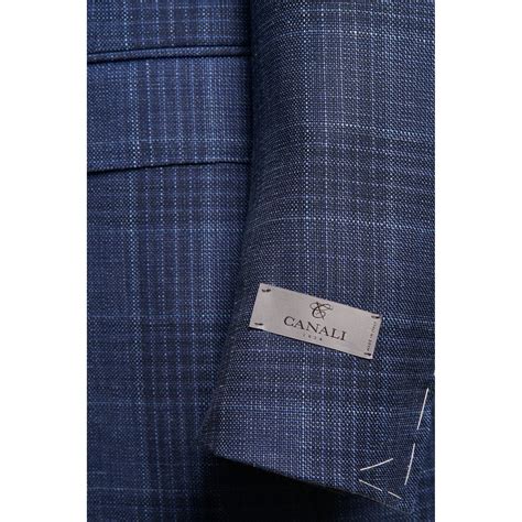 Canali Wool Silk And Linen Blend Sport Coat In Mid Blue Overcheck Pa Uomo San Francisco