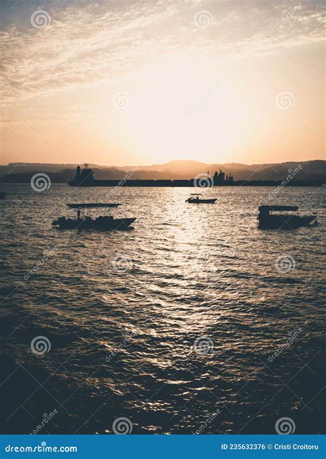 Scenic View At Sunset From Aqaba Port Jordan Sunset On The Red Sea