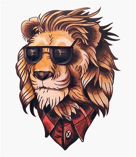 Transparent Lion Png - Old School Lion Tattoo, Png Download , Transparent Png Image - PNGitem