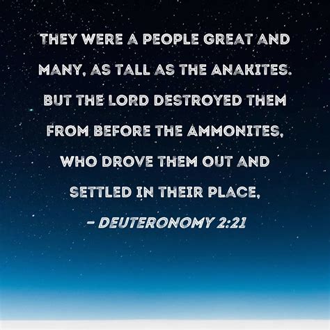 Deuteronomy 2:21 They were a people great and many, as tall as the ...