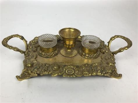 Gilt Brass Inkwell Writing Inkwells Inkstands Recreations