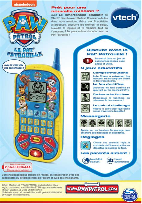 Vtech Pat Patrouille Le Smartphone Ducatif En Solde Partir De