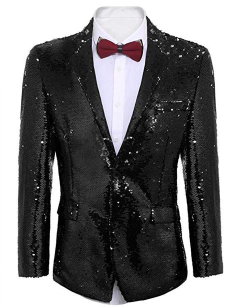 Wilburs Sparkly Suit Opt Sequin Suit Mens Blazer Black Black Prom